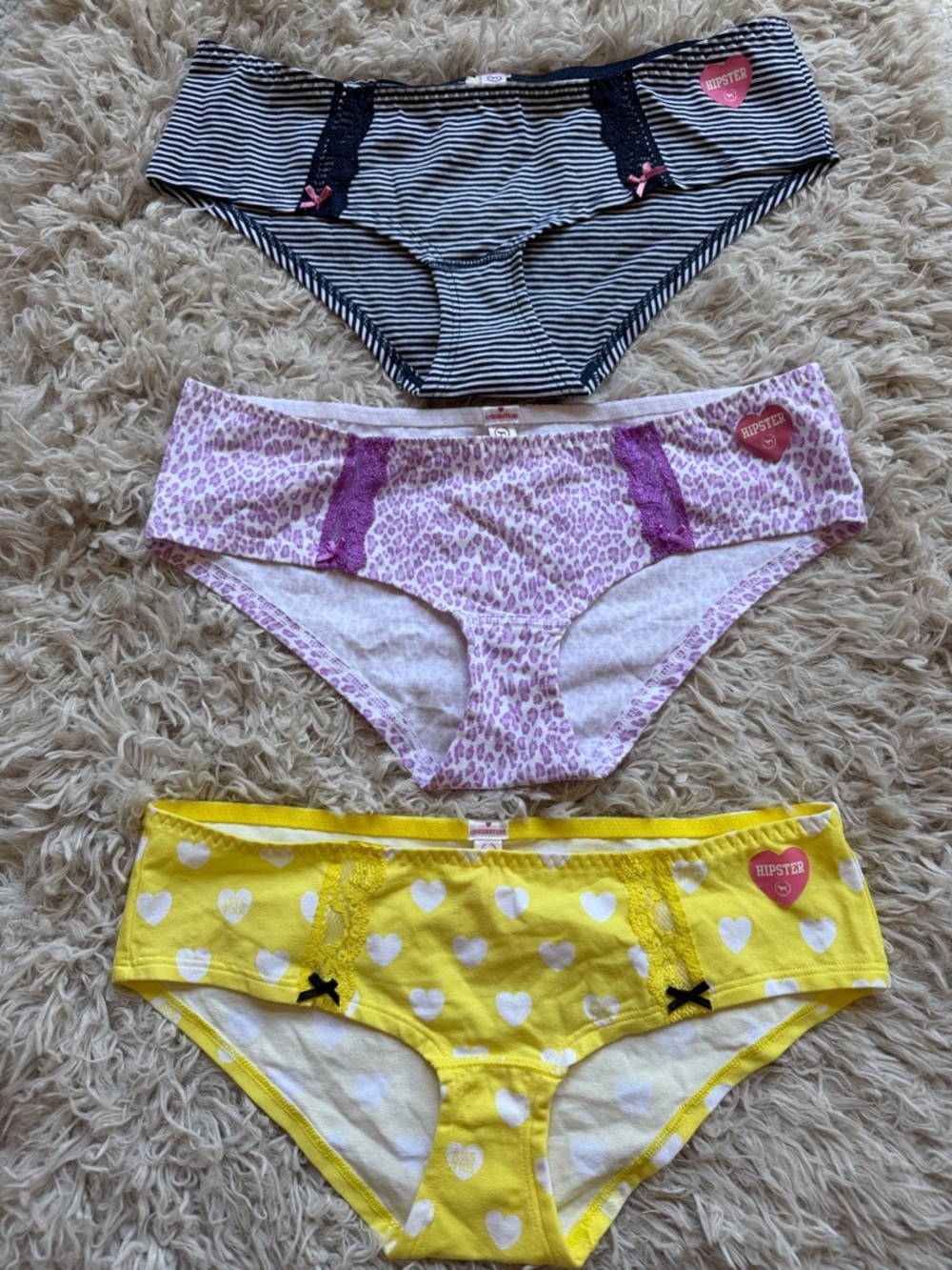 NWT Set of 3 VTG Rare Y2K Victoria's Secret PINK Hipsters Cheeksters Extra Small